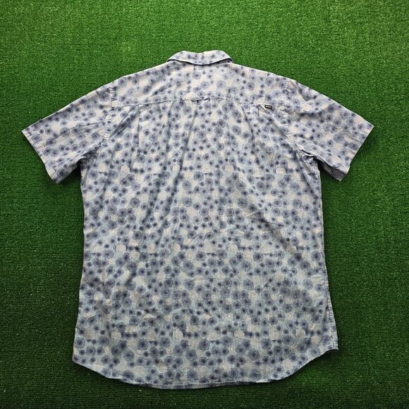 Hurley Shirt Mens XL Blue Dot AOP Button Up Short‎ Sleeve Hawaiian Beach Casual - Picture 8 of 8